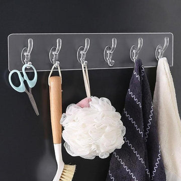 Wall Mounted Sticky Strip 6 Hooks Hanger with Free Delivery