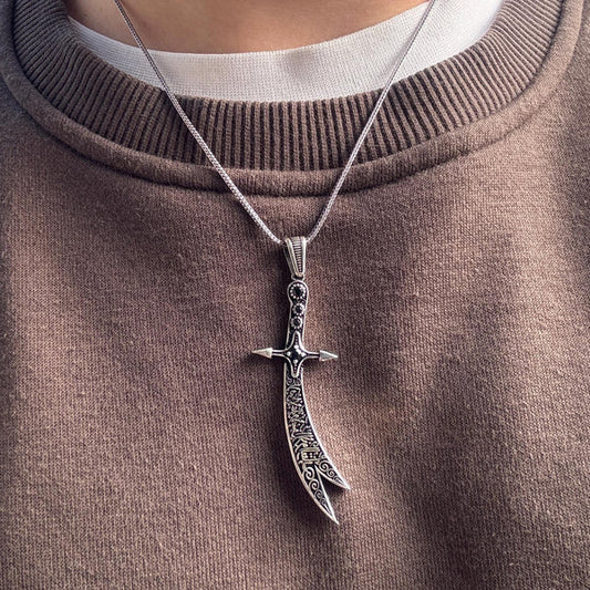 Islamic Zulfiqar Sword Pendant Necklace for Men