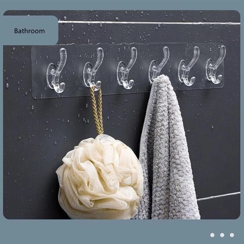 Wall Mounted Sticky Strip 6 Hooks Hanger with Free Delivery - My Store