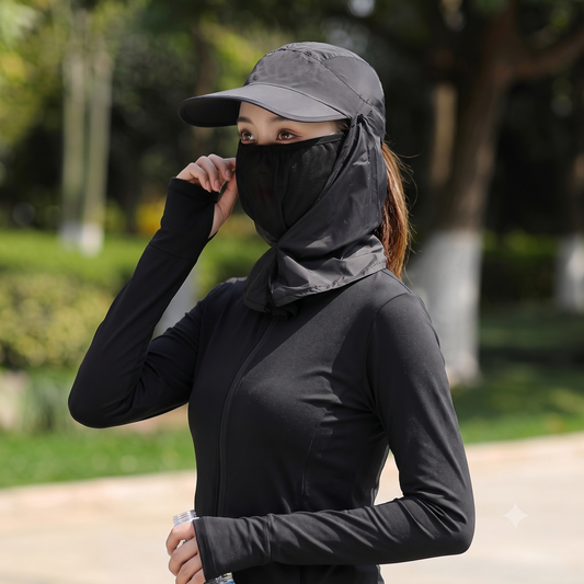 Unisex UV Protection Sun Hat with Face Cover | Breathable Summer Outdoor Cap for Men & Women
