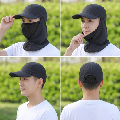 Unisex UV Protection Sun Hat with Face Cover | Breathable Summer Outdoor Cap for Men & Women