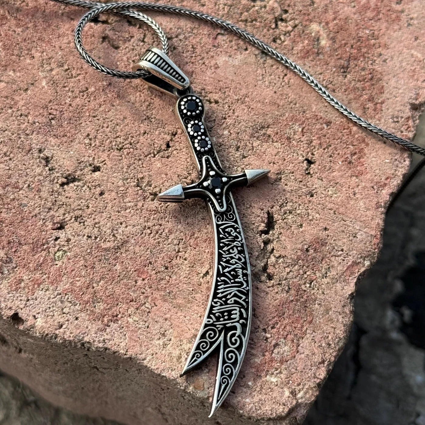 Islamic Zulfiqar Sword Pendant Necklace for Men