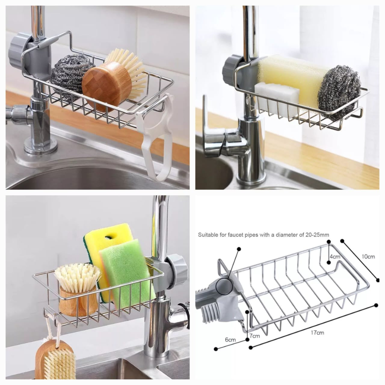 360° Kitchen Faucet Storage Basket | Sponge & Soap Holder
