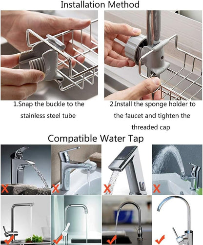 360° Kitchen Faucet Storage Basket | Sponge & Soap Holder