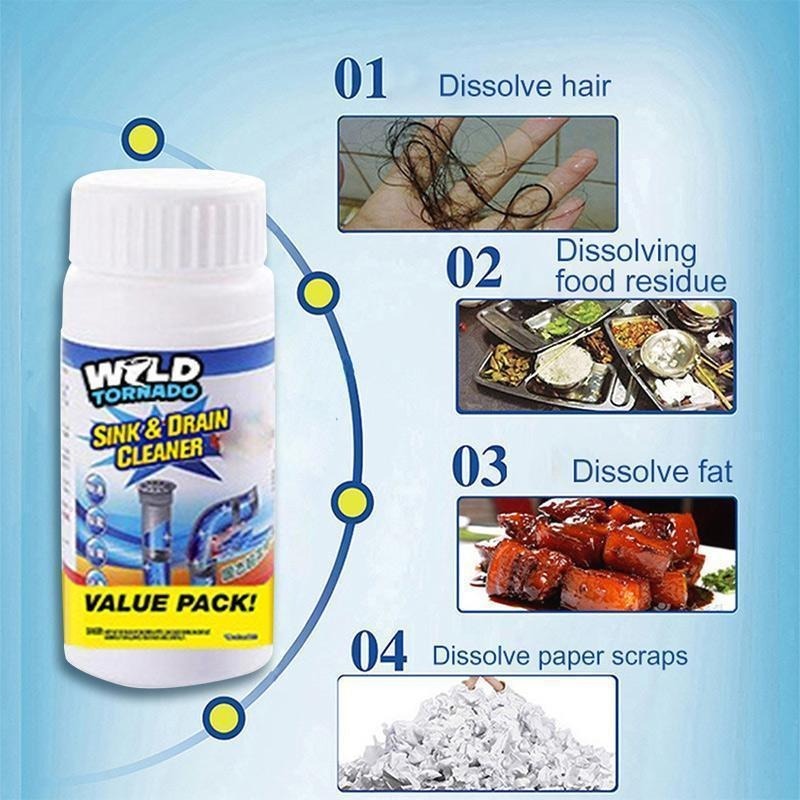 Wild Tornado Sink Drain Cleaner Toilet Cleaner Powder | Bathroom & Kitchen Use