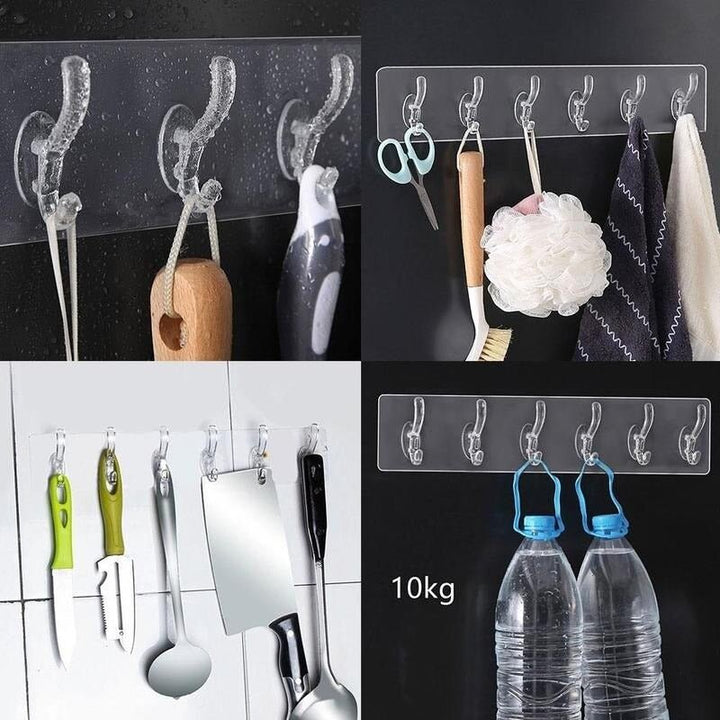 Wall Mounted Sticky Strip 6 Hooks Hanger with Free Delivery - My Store