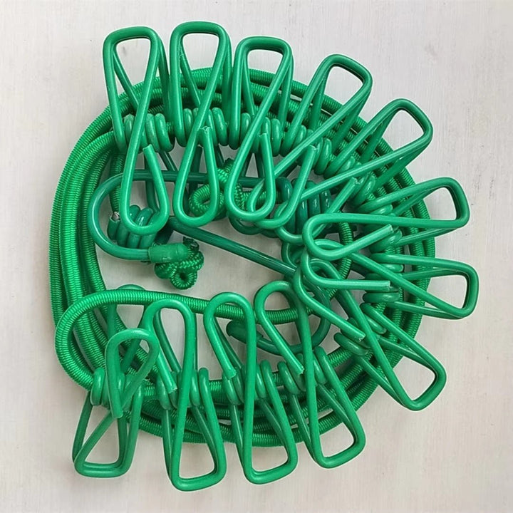 Elastic Flexible Cloth Hanging Rope With 12 Metals Clips With Free Home Delivery - My Store