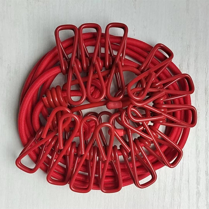 Elastic Flexible Cloth Hanging Rope With 12 Metals Clips With Free Home Delivery - My Store