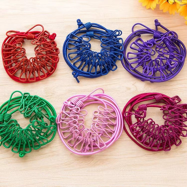 Elastic Flexible Cloth Hanging Rope With 12 Metals Clips With Free Home Delivery - My Store