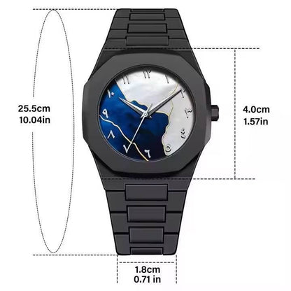 New Arabic Aura Watch Black Modern Creative Design Waterproof - My Store