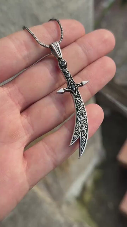 Islamic Zulfiqar Sword Pendant Necklace for Men